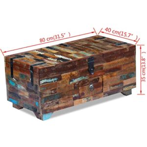 QJBSAVVA Coffee Table Box Chest Solid Reclaimed Wood 31.5"x15.7"x13.8",Living Room Furniture Side Tables Narrow Bedside Tables Suitable for Meeting Rooms, Reception Rooms, Offices