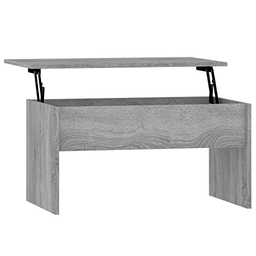 QJBSAVVA Coffee Table Gray Sonoma 31.5"x19.9"x16.3" Engineered Wood,Nightstand Industrial Tables Side Tables Sofa Table Suitable for Meeting Rooms, Reception Rooms, Offices