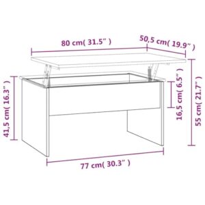 QJBSAVVA Coffee Table Gray Sonoma 31.5"x19.9"x16.3" Engineered Wood,Nightstand Industrial Tables Side Tables Sofa Table Suitable for Meeting Rooms, Reception Rooms, Offices