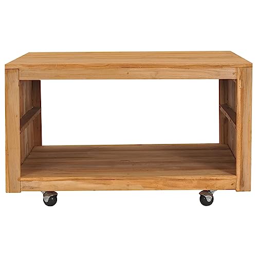 QJBSAVVA Coffee Table 31.5"x31.5"x15.7" Solid Teak Wood,Center Table Low Table Folding Table Entrance Table Suitable for Meeting Rooms, Reception Rooms, Offices