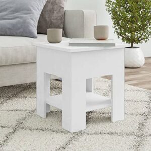 qjbsavva coffee table white 15.7"x15.7"x16.5" engineered wood,floor standing table table for living room cocktail table suitable for meeting rooms, reception rooms, offices