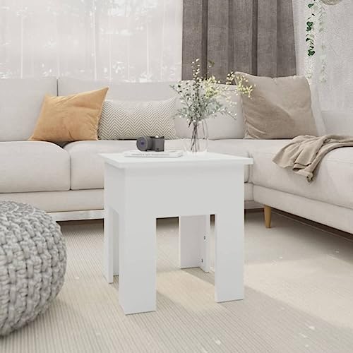 QJBSAVVA Coffee Table White 15.7"x15.7"x16.5" Engineered Wood,Floor Standing Table Table for Living Room Cocktail Table Suitable for Meeting Rooms, Reception Rooms, Offices