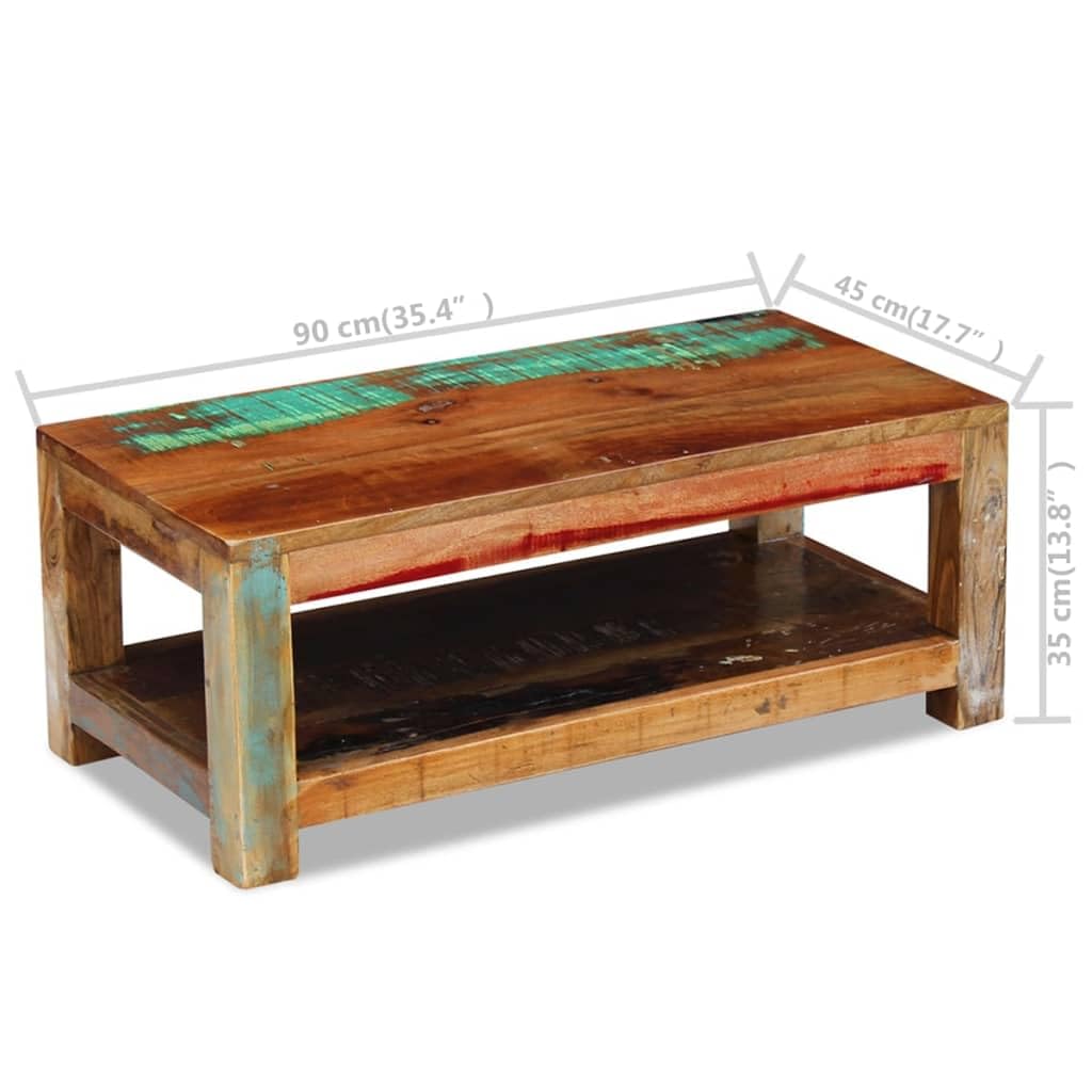 QJBSAVVA Coffee Table Solid Reclaimed Wood 35.4"x17.7"x13.8",Entrance Table Tray Tables Center Table Low Table Suitable for Meeting Rooms, Reception Rooms, Offices