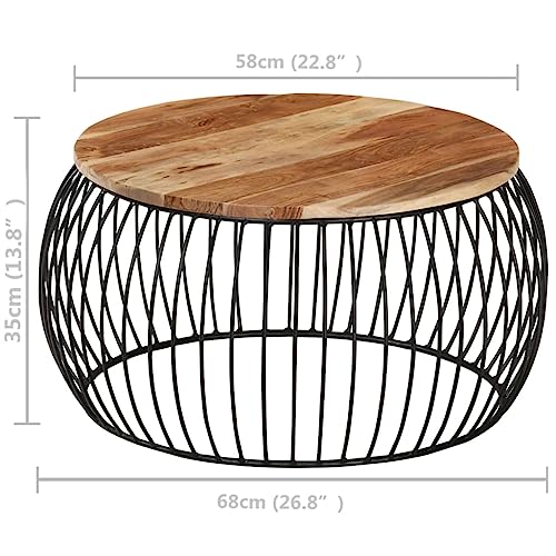 QJBSAVVA Coffee Table Ø26.8 Solid Acacia Wood,Bedside Tables Side Tables End Tables Entrance Tables Suitable for Meeting Rooms, Reception Rooms, Offices