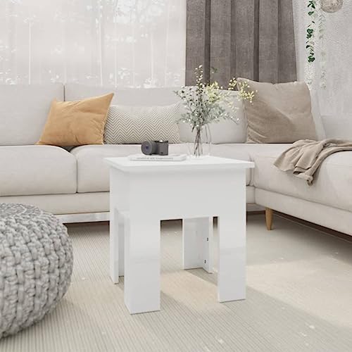 QJBSAVVA Coffee Table High Gloss White 15.7"x15.7"x16.5" Engineered Wood,Floor Standing Table Table for Living Room Cocktail Table Suitable for Meeting Rooms, Reception Rooms, Offices