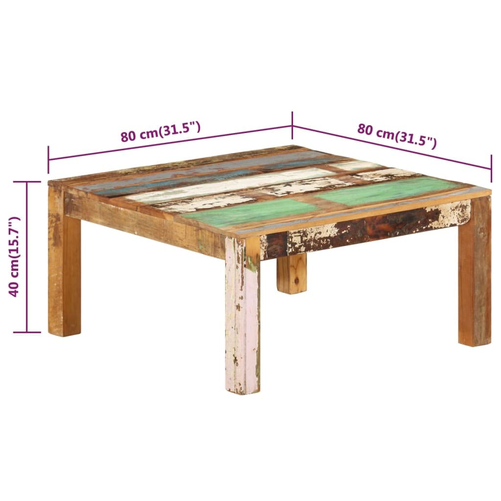 QJBSAVVA Coffee Table 31.5"x31.5"x15.7" Solid Reclaimed Wood,Wood Center Table Low Table TV Stand Sofa Table Suitable for Meeting Rooms, Reception Rooms, Offices