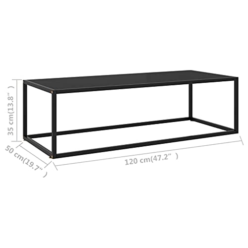 QJBSAVVA Coffee Table Black with Black Glass 47.2"x19.7"x13.8",Bedside Tables Side Tables End Tables Entrance Tables Suitable for Meeting Rooms, Reception Rooms, Offices