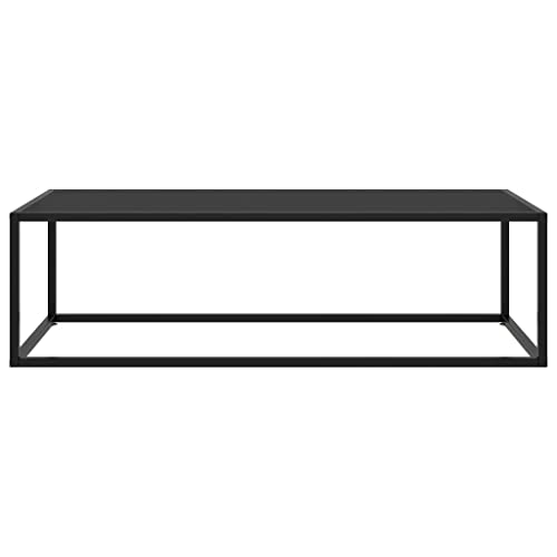 QJBSAVVA Coffee Table Black with Black Glass 47.2"x19.7"x13.8",Bedside Tables Side Tables End Tables Entrance Tables Suitable for Meeting Rooms, Reception Rooms, Offices