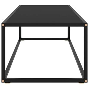 QJBSAVVA Coffee Table Black with Black Glass 47.2"x19.7"x13.8",Bedside Tables Side Tables End Tables Entrance Tables Suitable for Meeting Rooms, Reception Rooms, Offices