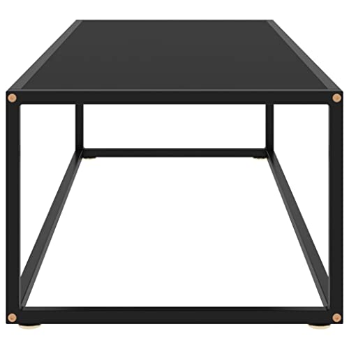 QJBSAVVA Coffee Table Black with Black Glass 47.2"x19.7"x13.8",Bedside Tables Side Tables End Tables Entrance Tables Suitable for Meeting Rooms, Reception Rooms, Offices