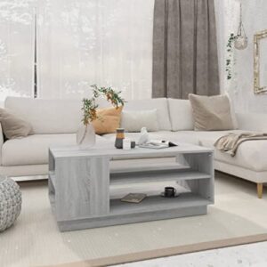 qjbsavva coffee table gray sonoma 40.2"x21.7"x16.9" engineered wood,floor standing table table for living room cocktail table suitable for meeting rooms, reception rooms, offices