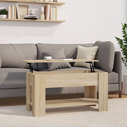 QJBSAVVA Coffee Table Sonoma Oak 39.8"x19.3"x20.5" Engineered Wood,Nightstand Industrial Tables Side Tables Sofa Table Suitable for Meeting Rooms, Reception Rooms, Offices