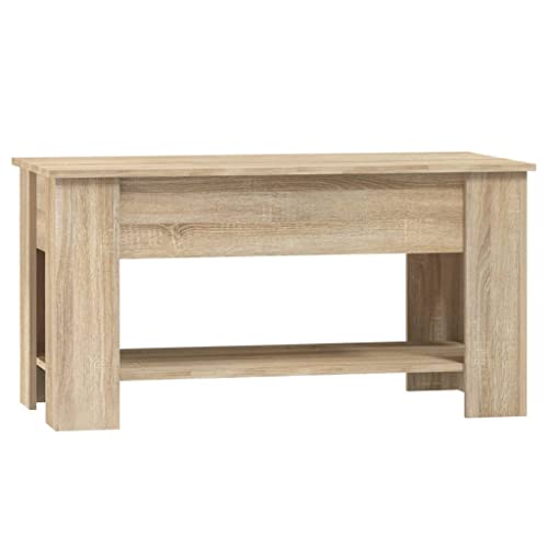 QJBSAVVA Coffee Table Sonoma Oak 39.8"x19.3"x20.5" Engineered Wood,Nightstand Industrial Tables Side Tables Sofa Table Suitable for Meeting Rooms, Reception Rooms, Offices