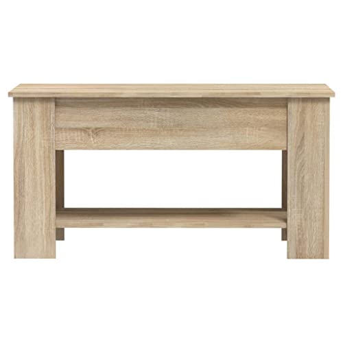 QJBSAVVA Coffee Table Sonoma Oak 39.8"x19.3"x20.5" Engineered Wood,Nightstand Industrial Tables Side Tables Sofa Table Suitable for Meeting Rooms, Reception Rooms, Offices