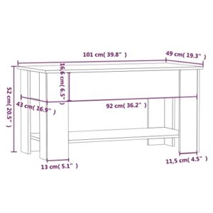 QJBSAVVA Coffee Table Sonoma Oak 39.8"x19.3"x20.5" Engineered Wood,Nightstand Industrial Tables Side Tables Sofa Table Suitable for Meeting Rooms, Reception Rooms, Offices