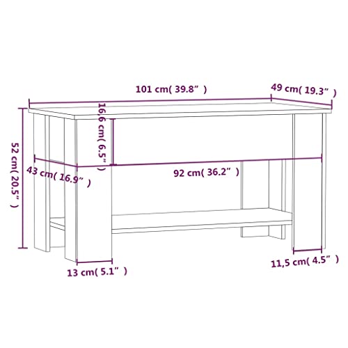 QJBSAVVA Coffee Table Sonoma Oak 39.8"x19.3"x20.5" Engineered Wood,Nightstand Industrial Tables Side Tables Sofa Table Suitable for Meeting Rooms, Reception Rooms, Offices