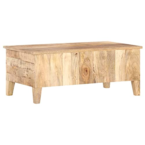 QJBSAVVA Coffee Table 39.4"x21.7"x15.7" Rough Mango Wood,Center Table Low Table Folding Table Entrance Table Suitable for Meeting Rooms, Reception Rooms, Offices