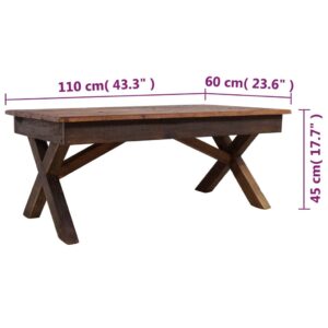 QJBSAVVA Coffee Table Solid Reclaimed Wood 43.3"x23.6"x17.7",Entrance Table Tray Tables Center Table Low Table Suitable for Meeting Rooms, Reception Rooms, Offices