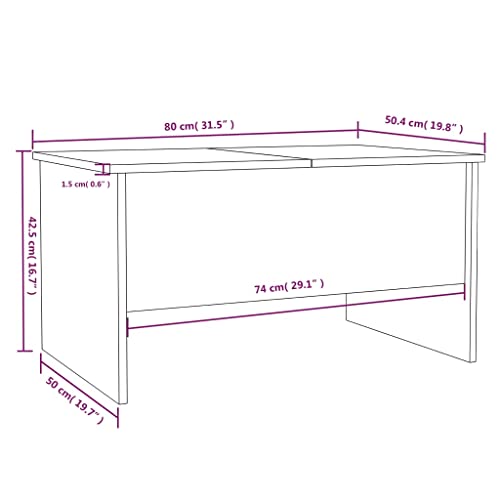 QJBSAVVA Coffee Table Gray Sonoma 31.5"x19.7"x16.7" Engineered Wood,Living Room Furniture Side Tables Narrow Bedside Tables Suitable for Meeting Rooms, Reception Rooms, Offices