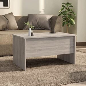 QJBSAVVA Coffee Table Gray Sonoma 31.5"x19.7"x16.7" Engineered Wood,Living Room Furniture Side Tables Narrow Bedside Tables Suitable for Meeting Rooms, Reception Rooms, Offices