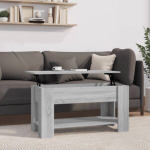 qjbsavva coffee table gray sonoma 39.8"x19.3"x20.5" engineered wood,nightstand industrial tables side tables sofa table suitable for meeting rooms, reception rooms, offices