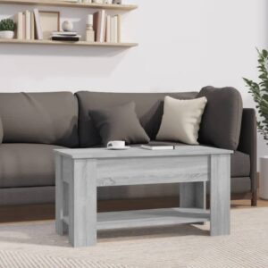 QJBSAVVA Coffee Table Gray Sonoma 39.8"x19.3"x20.5" Engineered Wood,Nightstand Industrial Tables Side Tables Sofa Table Suitable for Meeting Rooms, Reception Rooms, Offices