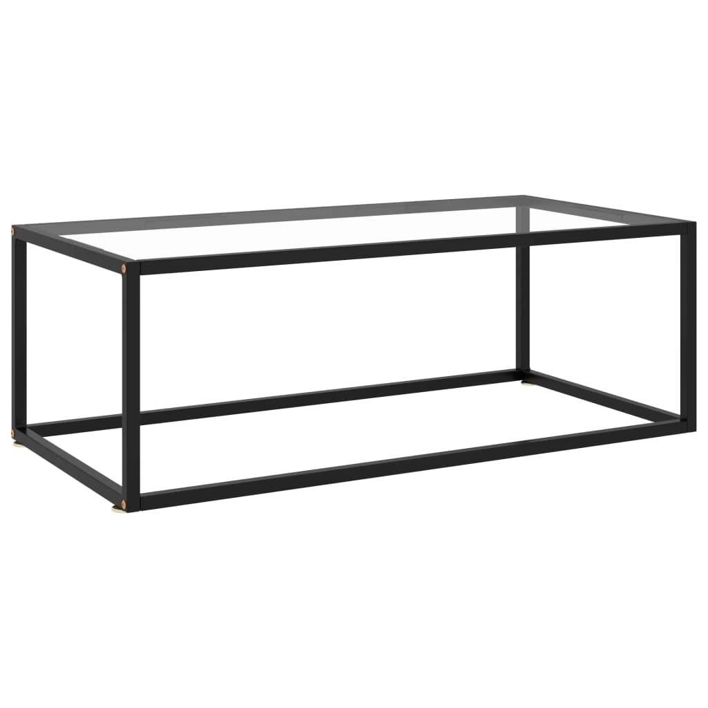 QJBSAVVA Coffee Table Black with Tempered Glass 39.4"x19.7"x13.8",Bedside Tables Side Tables End Tables Entrance Tables Suitable for Meeting Rooms, Reception Rooms, Offices