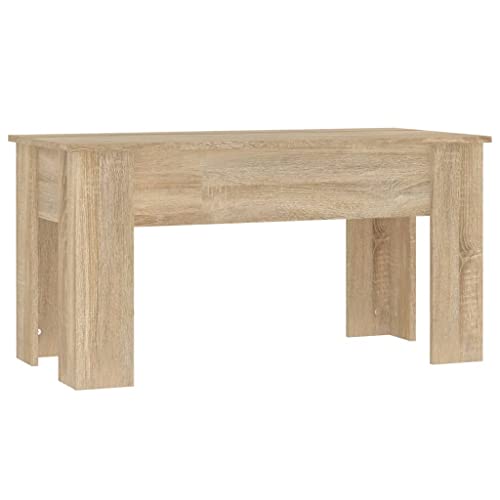 QJBSAVVA Coffee Table Sonoma Oak 39.8"x19.3"x20.5" Engineered Wood,Nightstand Industrial Tables Side Tables Sofa Table Suitable for Meeting Rooms, Reception Rooms, Offices