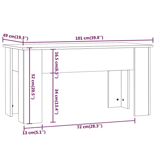 QJBSAVVA Coffee Table Sonoma Oak 39.8"x19.3"x20.5" Engineered Wood,Nightstand Industrial Tables Side Tables Sofa Table Suitable for Meeting Rooms, Reception Rooms, Offices