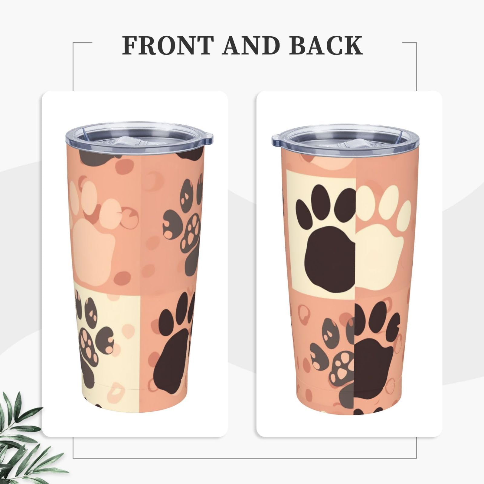 Cute Cat Paw print 20 oz Stainless Steel Tumbler With Lid And Straw Insulated Coffee Cup Portable Travel Mug For Cold And Hot Drinks