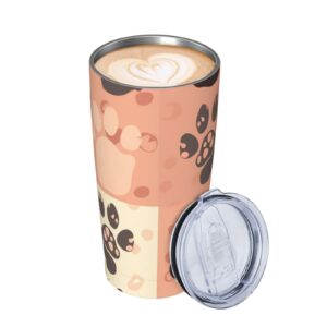 Cute Cat Paw print 20 oz Stainless Steel Tumbler With Lid And Straw Insulated Coffee Cup Portable Travel Mug For Cold And Hot Drinks