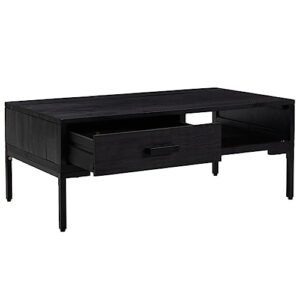 QJBSAVVA Coffee Table Black 35.4"x19.7"x13.8" Solid Wood Pine,Living Room Furniture Side Tables Narrow Bedside Tables Suitable for Meeting Rooms, Reception Rooms, Offices