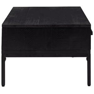 QJBSAVVA Coffee Table Black 35.4"x19.7"x13.8" Solid Wood Pine,Living Room Furniture Side Tables Narrow Bedside Tables Suitable for Meeting Rooms, Reception Rooms, Offices