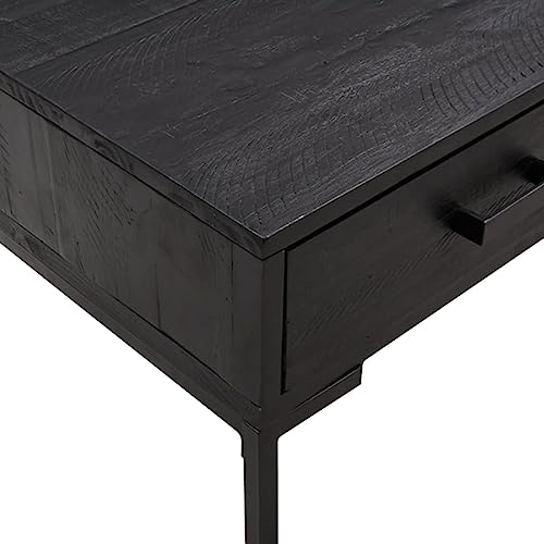 QJBSAVVA Coffee Table Black 35.4"x19.7"x13.8" Solid Wood Pine,Living Room Furniture Side Tables Narrow Bedside Tables Suitable for Meeting Rooms, Reception Rooms, Offices