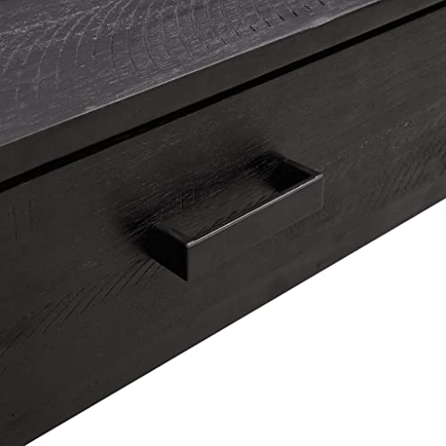 QJBSAVVA Coffee Table Black 35.4"x19.7"x13.8" Solid Wood Pine,Living Room Furniture Side Tables Narrow Bedside Tables Suitable for Meeting Rooms, Reception Rooms, Offices