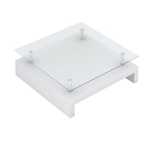 QJBSAVVA Coffee Table with Glass Top White,Entrance Table Tray Tables Center Table Low Table Suitable for Meeting Rooms, Reception Rooms, Offices