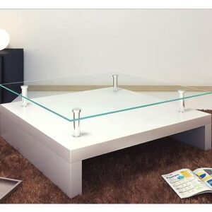 QJBSAVVA Coffee Table with Glass Top White,Entrance Table Tray Tables Center Table Low Table Suitable for Meeting Rooms, Reception Rooms, Offices