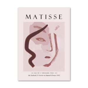 BBAUER Pink Matisse Posters line Abstract girl Wall Art Modern Art Canvas Painting Matisse Prints For Living Room Decor Picture 50X70cm X1 No Frame