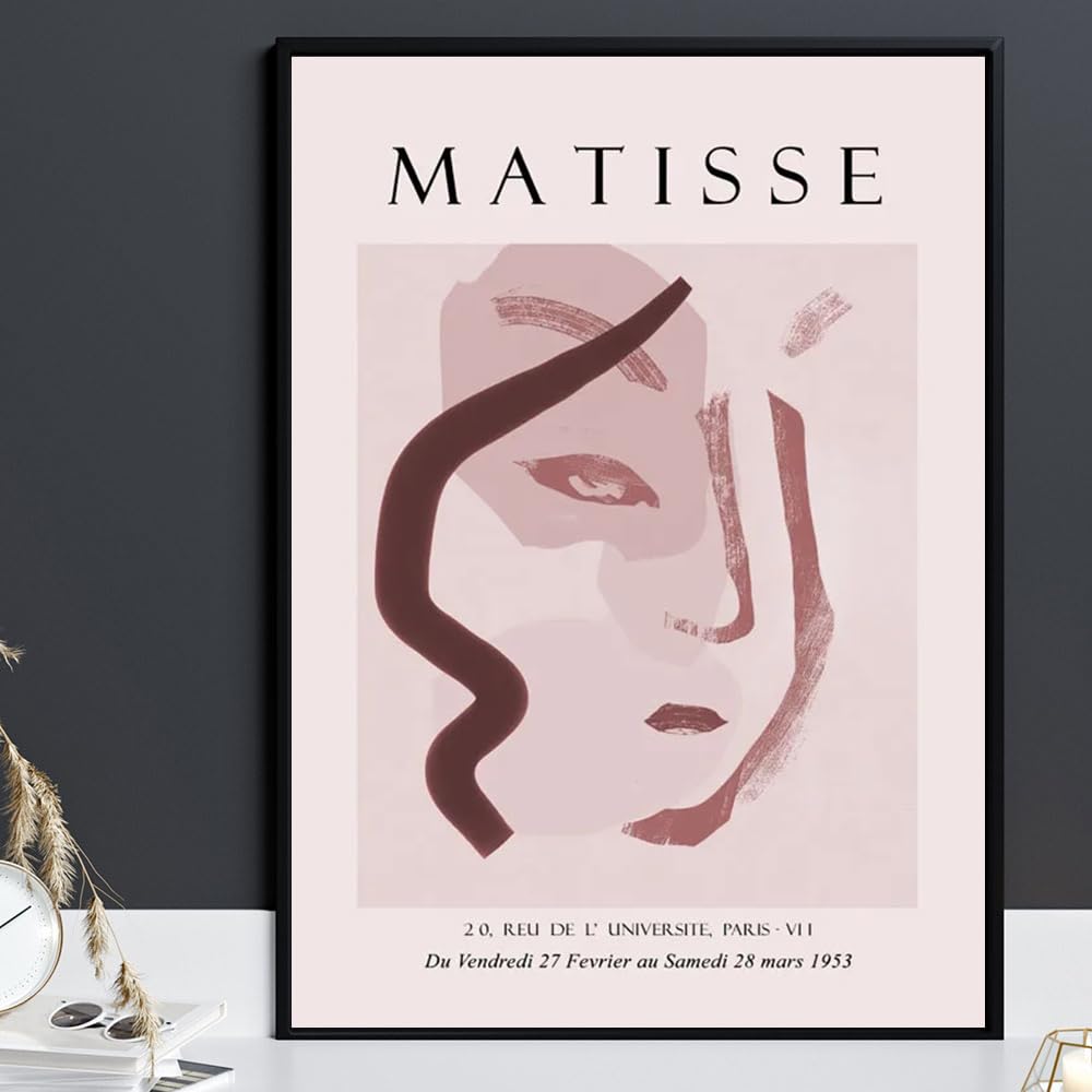 BBAUER Pink Matisse Posters line Abstract girl Wall Art Modern Art Canvas Painting Matisse Prints For Living Room Decor Picture 50X70cm X1 No Frame