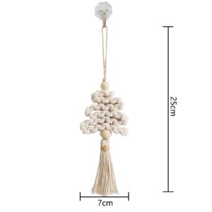 Hatleues Christmas Tree Ornament Boho Tassel Garland with Wood Beads Twisted Long Tassels Balls Cotton Thread Home Decor Hanging Xmas Pendant Christmas Macrame Woven Christmas Tree DIY Kit Beige