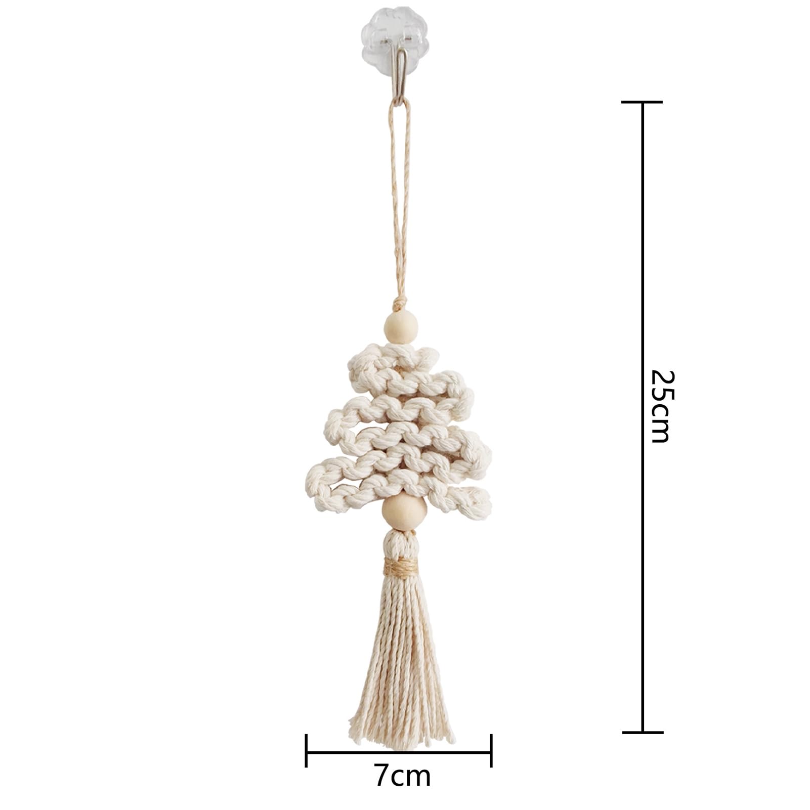 Hatleues Christmas Tree Ornament Boho Tassel Garland with Wood Beads Twisted Long Tassels Balls Cotton Thread Home Decor Hanging Xmas Pendant Christmas Macrame Woven Christmas Tree DIY Kit Beige