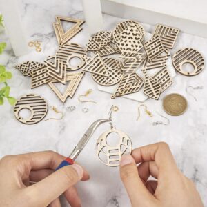 Beadthoven Wooden Earring Making Kit for Adults 12 Styles Hollow Filigree Wood Pendants Geometric Dangle Earrings Unfinished Wooden Charms with Earring Hooks and Jump Rings for Jewelry Making 148pcs