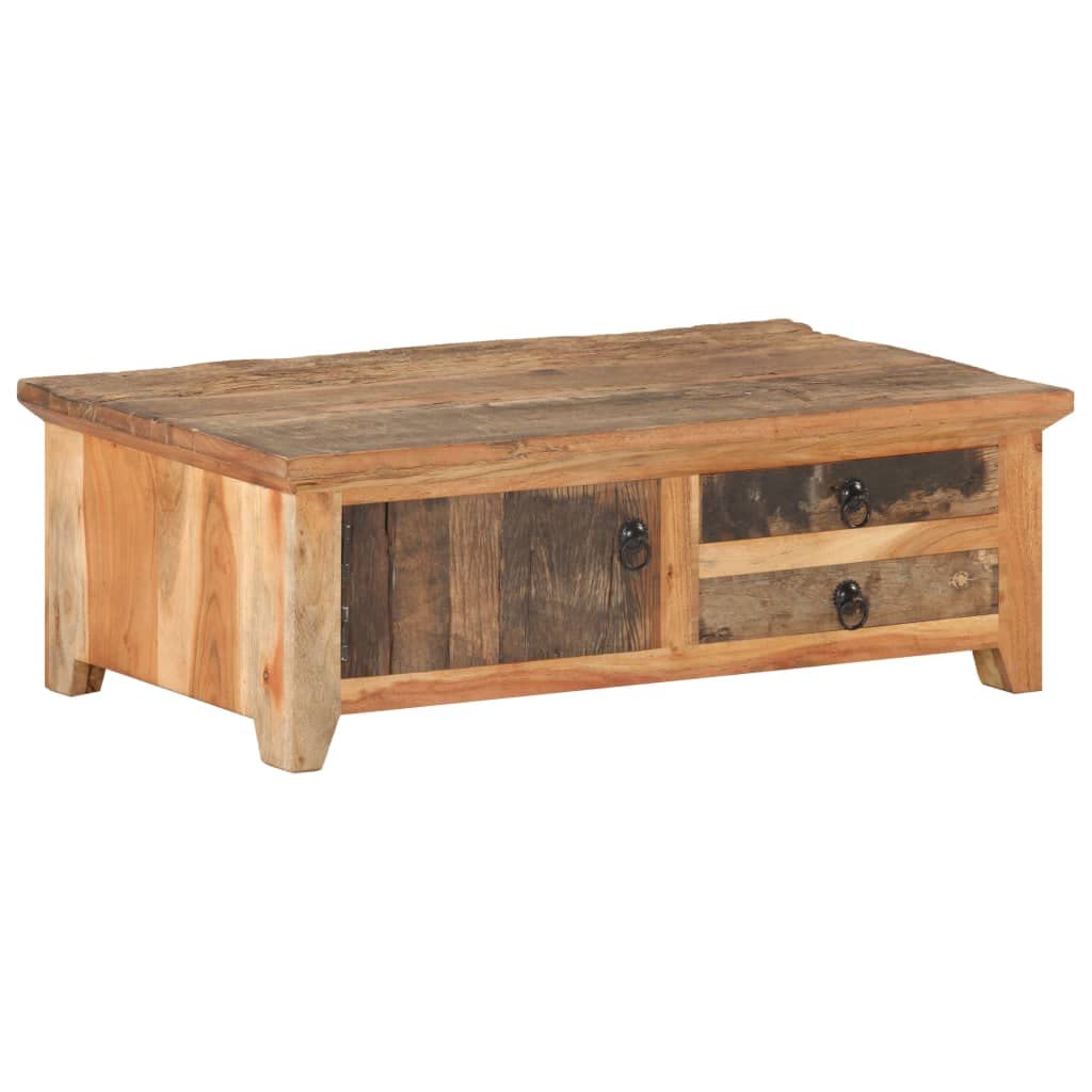 QJBSAVVA Coffee Table 35.4"x19.7"x12.2" Solid Reclaimed Wood,Entrance Table Tray Tables Center Table Low Table Suitable for Meeting Rooms, Reception Rooms, Offices