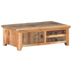 QJBSAVVA Coffee Table 35.4"x19.7"x12.2" Solid Reclaimed Wood,Entrance Table Tray Tables Center Table Low Table Suitable for Meeting Rooms, Reception Rooms, Offices