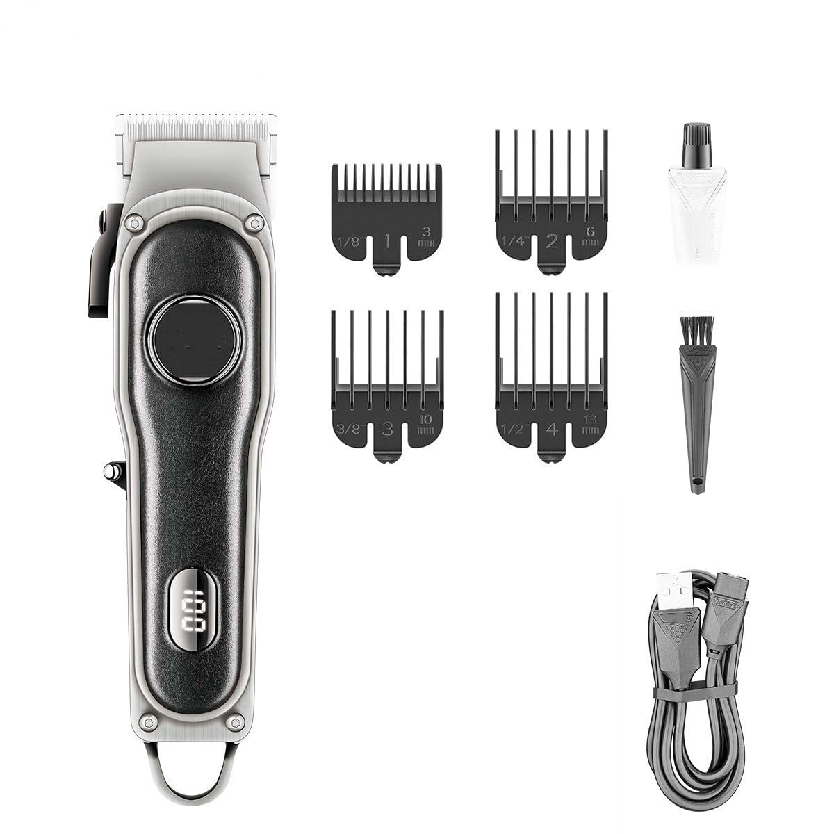 HARUE Hair Clippers for Men, Hair Clipper Adjustable Hair Trimmer Professional Hair Cutting Machine Barber Cordless Haircut Metal Clipper for Men (Color : Black with Box)