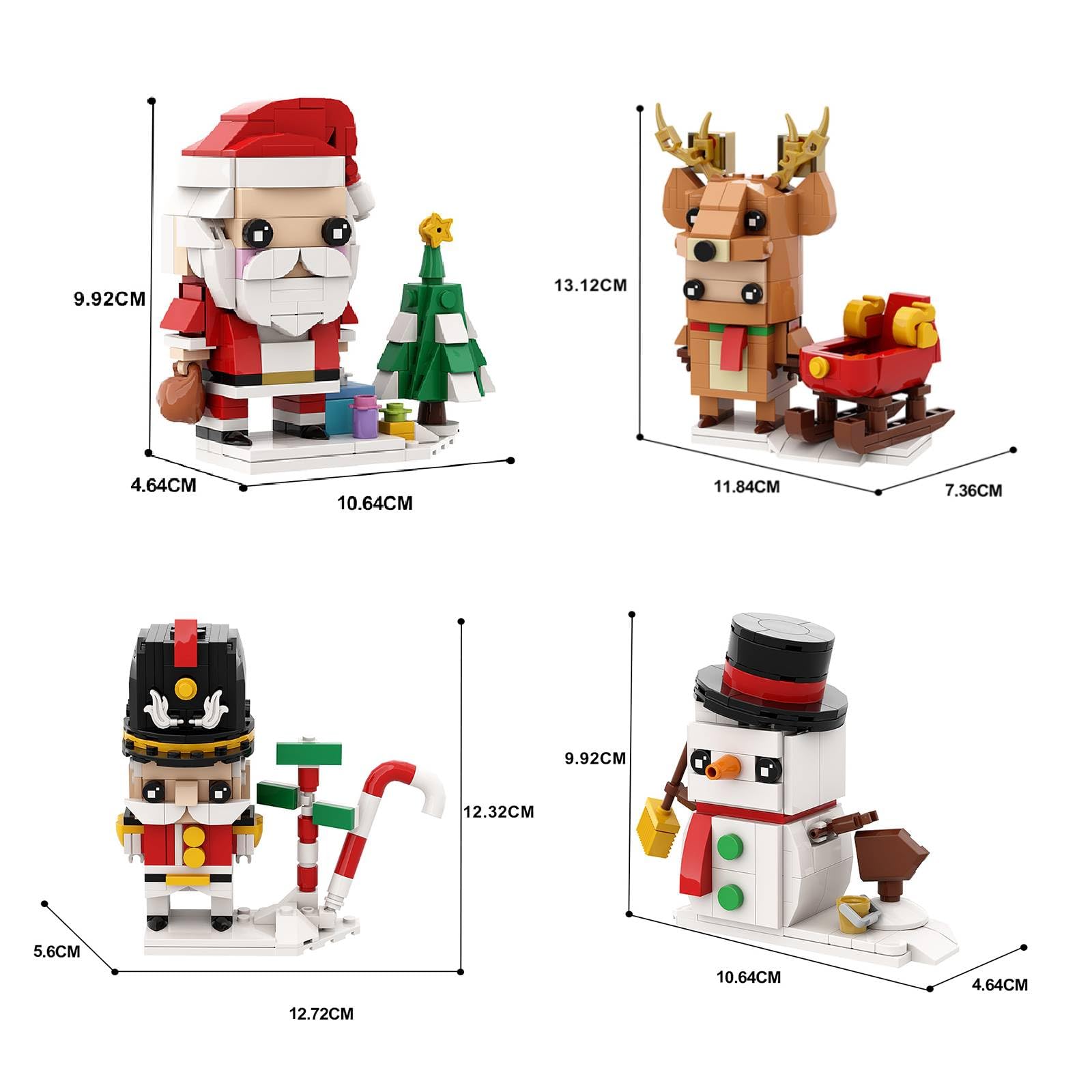 607 Pcs Christmas Building Toys Compatible with Lego, 4in1 Christmas Decor Toys Featuring Christmas Santa, Snowman, Reindeer, Nutcracker Building Blocks Sets, Xmas Gifts for Kids Boys Girls Adults