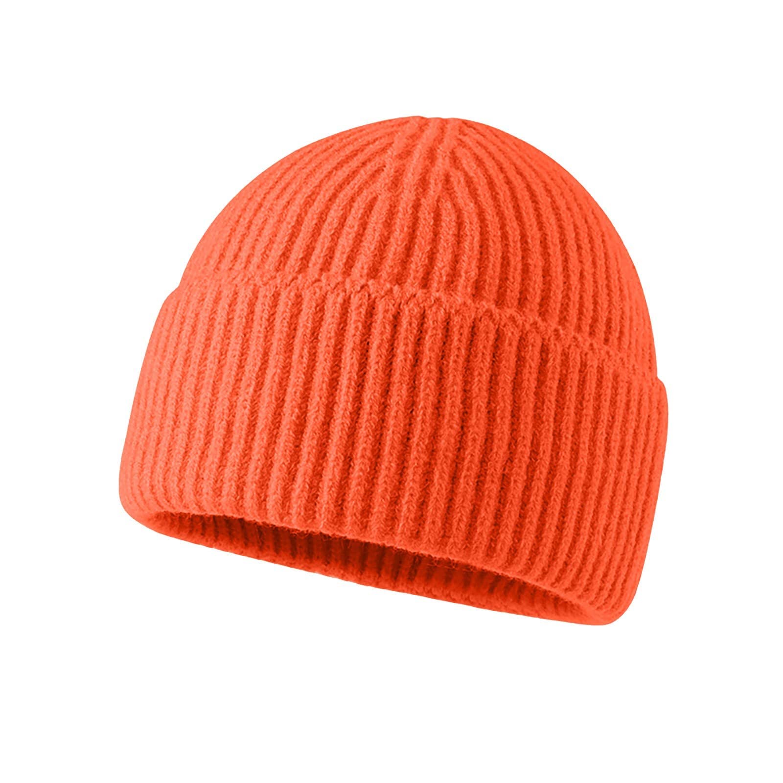 Orange Beanie for Men and Women Unisex Knit Winter Beanies Hats Sunhat Woman Womens Beanie Balaclava Mask Mens Hats and Caps