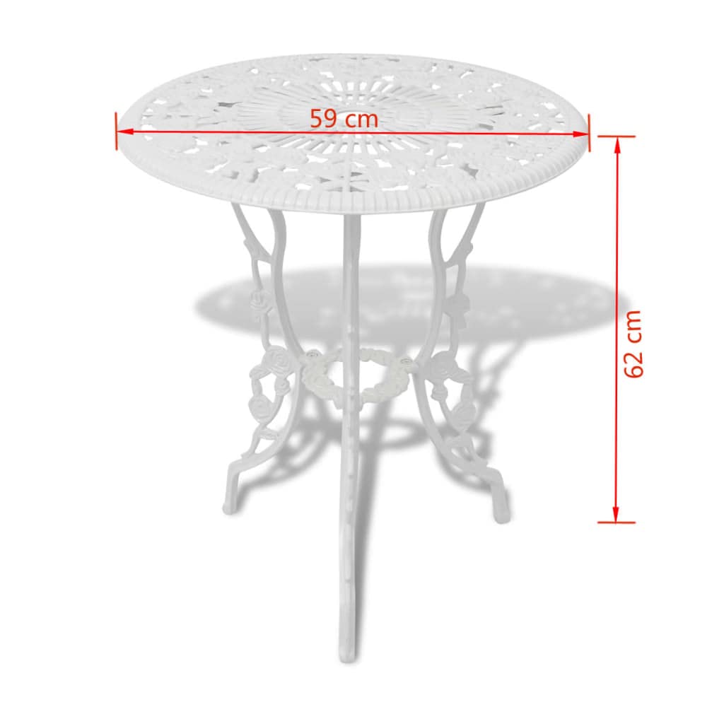 3 Piece Bistro Set | 3pcs Metal Patio Sets | Outdoor Decorative Conversation Sets | Garden 1 Round Table and 2 Chairs for Yard, Porch, Backyard, Balcony, Poolside | White Cast Aluminium and Iron