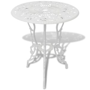 3 Piece Bistro Set | 3pcs Metal Patio Sets | Outdoor Decorative Conversation Sets | Garden 1 Round Table and 2 Chairs for Yard, Porch, Backyard, Balcony, Poolside | White Cast Aluminium and Iron