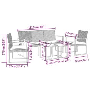 Makastle 5-Piece Patio Bistro Set with Coffee Table & Wicker Armrests, Small Patio Conversation Set, All Weather PE Rattan Chairs Backyard Garden Furniture